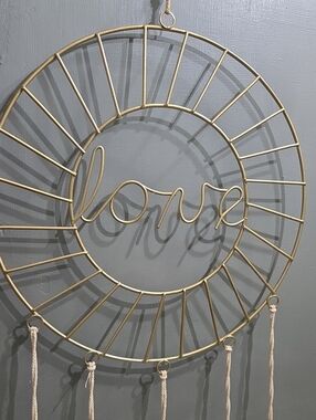 Love Boho Wall Hanging - Cream & Gold Home Decor